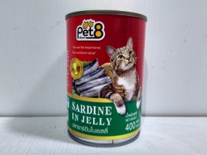 Makanan Basah Kucing Pet8 Sardine in Jelly 400gr