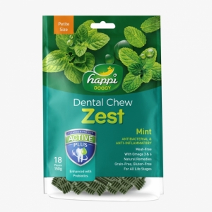 Snack Anjing Happi Doggy Dental Chew Zest Petite Gluten Free Mint 150g