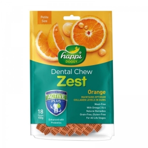 Snack Anjing Happi Doggy Dental Chew Zest Petite Gluten Free Orange 150g