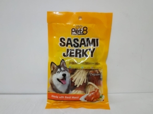 Pet8 Sasami Jerky Fish Mini Strap Wrapped Chicken Jerky 50gr