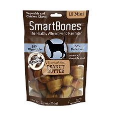 Snack Anjing Smart Bones Peanut Butter 16 Mini