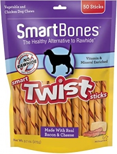 Snack Anjing Smart Bones Twist Bacon Cheese 50 Stick