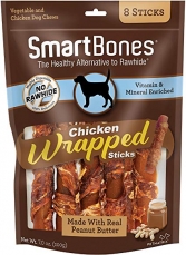Snack Anjing Smart Bones Wrapped Peanut Butter 8 stick