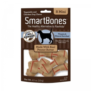 Snack Anjing Smart Bones Peanut Butter 8 Mini