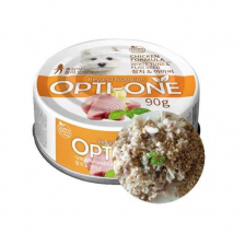 Makanan Basah / Kaleng Anjing Opti-One Dog Chicken & White Tuna, Flaxseed 90gr