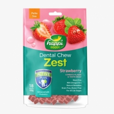 Snack Anjing Happi Doggy Dental Chew Zest Petite Gluten Free Strawberry 150g