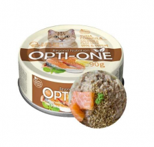 Makanan Basah / Kaleng Kucing Opti-One Cat White Tuna & Salmon, Flaxseed 90gr