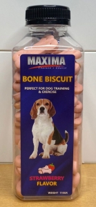 Biscuits Anjing Maxima Dog Biscuits Bone Strawberry Flavour 200gr